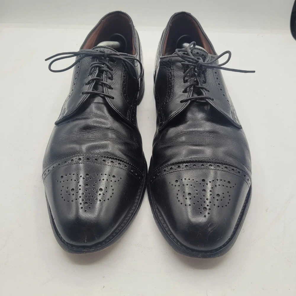 Allen‎ Edmonds Sanford Oxford Cap Toe Shoes 14 A Black Leather Made in USA